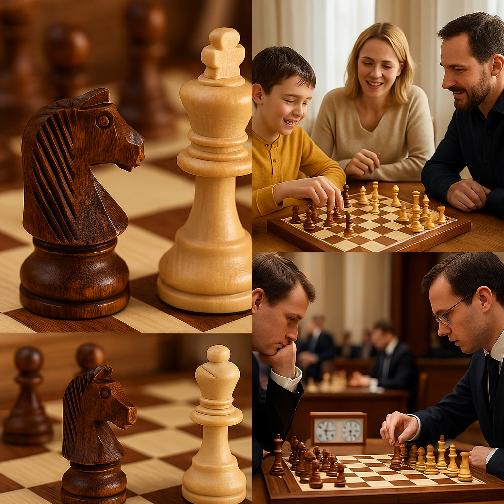 Foldable Chess Set with Detailed Pieces and Storage