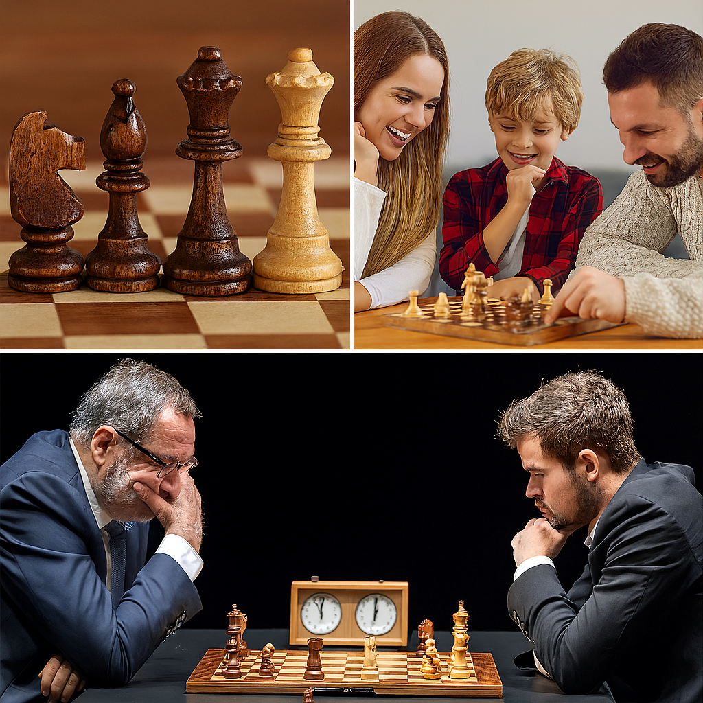 Foldable Chess Set with Detailed Pieces and Storage
