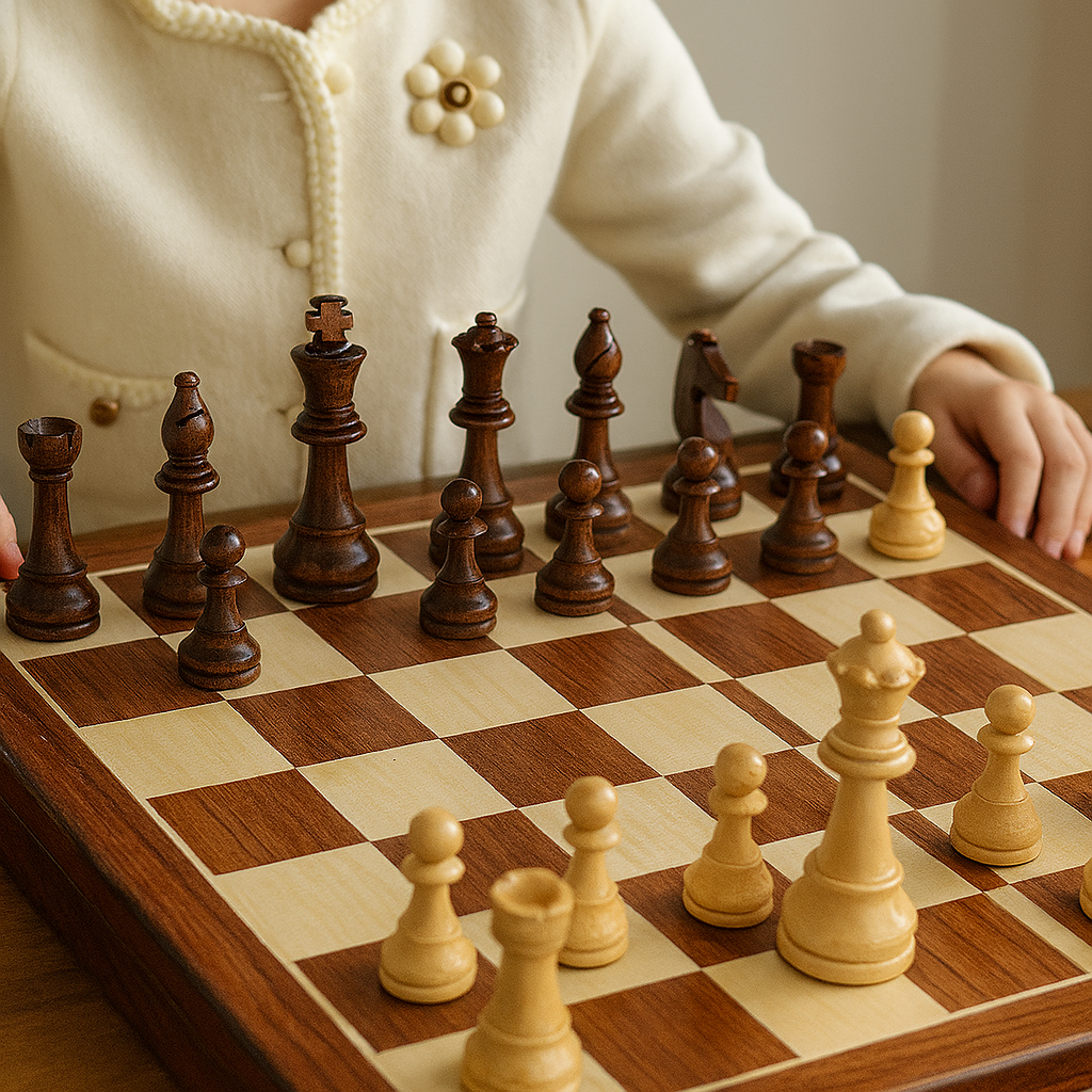 Foldable Chess Set with Detailed Pieces and Storage
