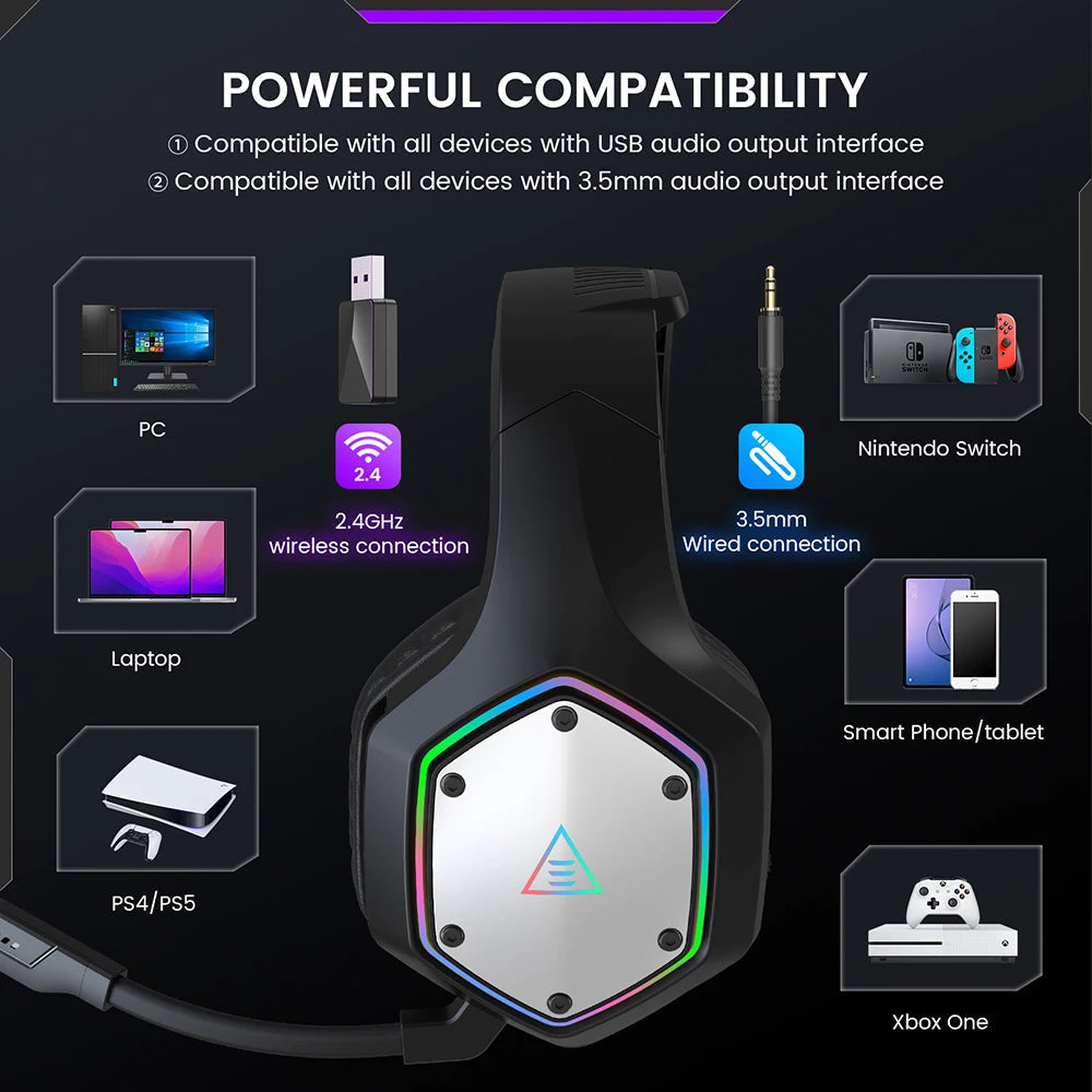 Ultra-Low Latency Wireless Gaming Headset with 7.1 Surround Sound