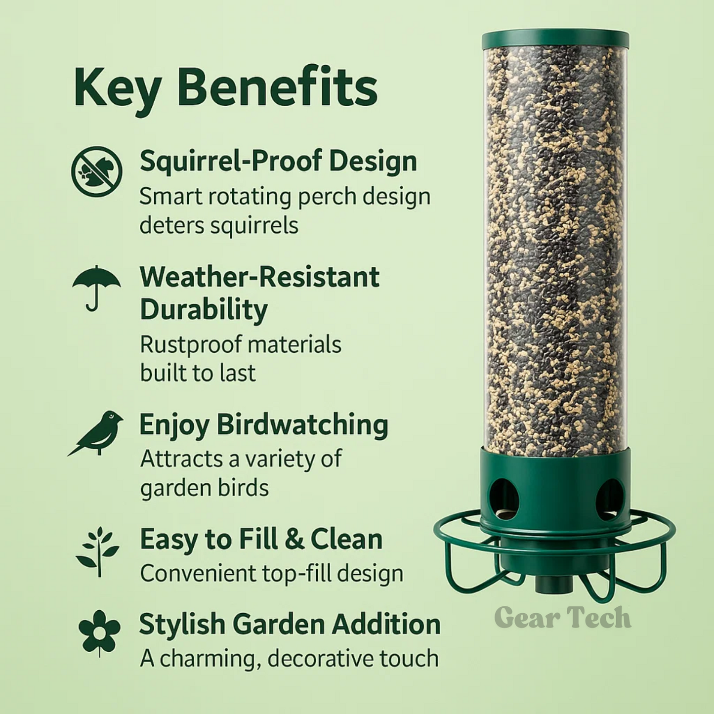 Squirrel-Proof Weather-Resistant Bird Feeder with Top Filling