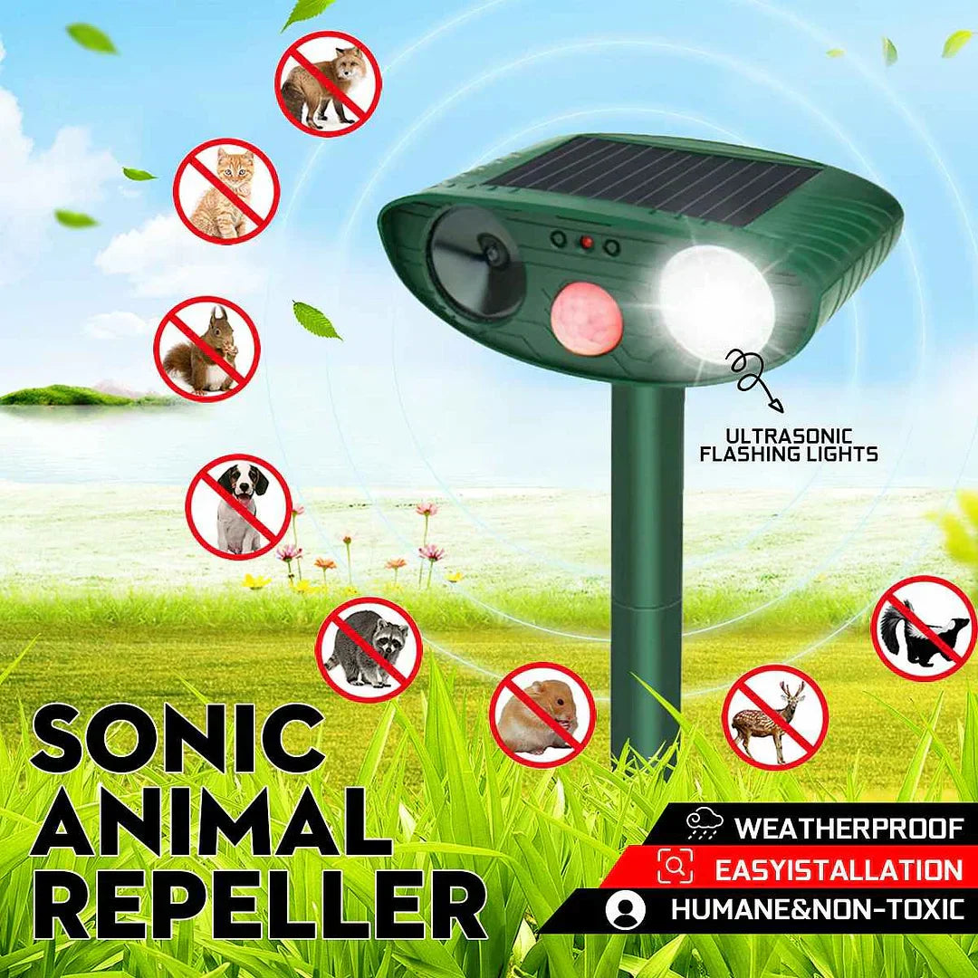 Solar-Powered Ultrasonic Animal Repeller for Deer and Wildlife