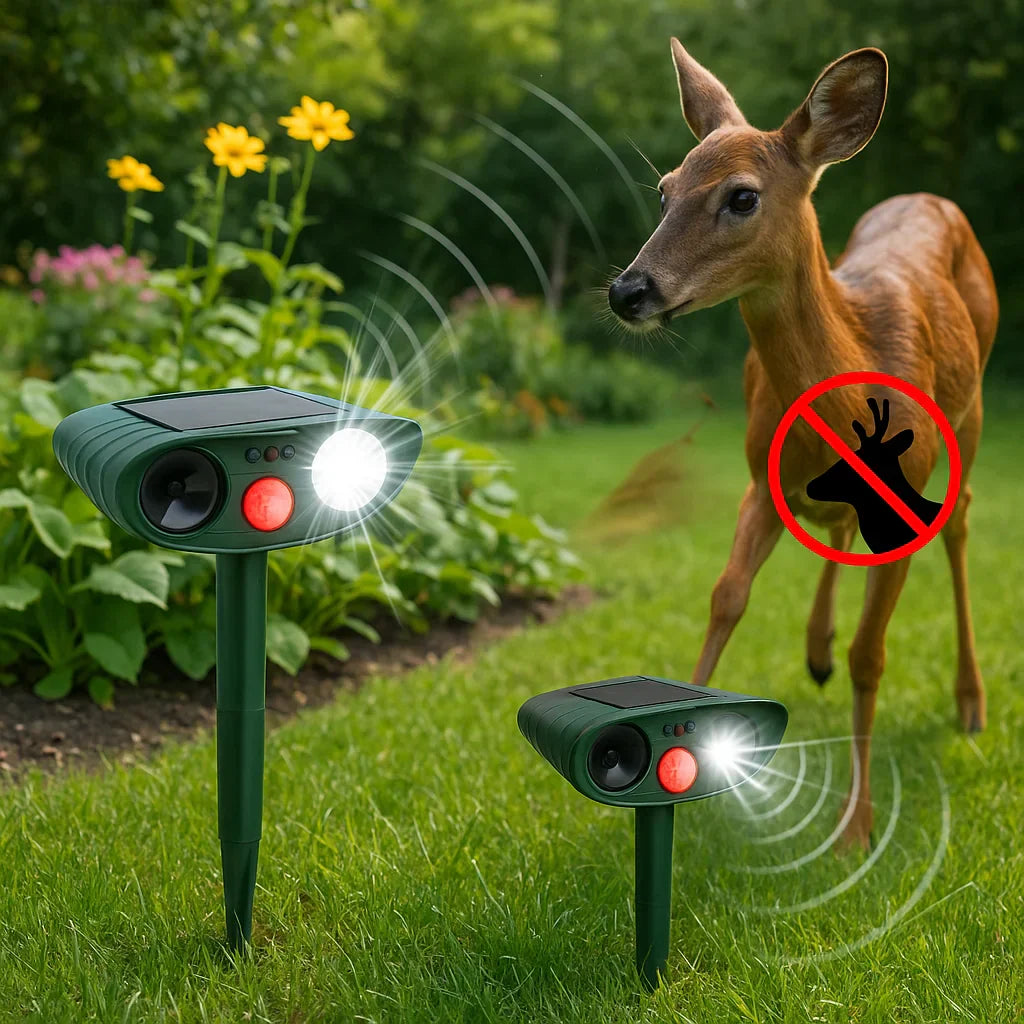 Solar-Powered Ultrasonic Animal Repeller for Deer and Wildlife