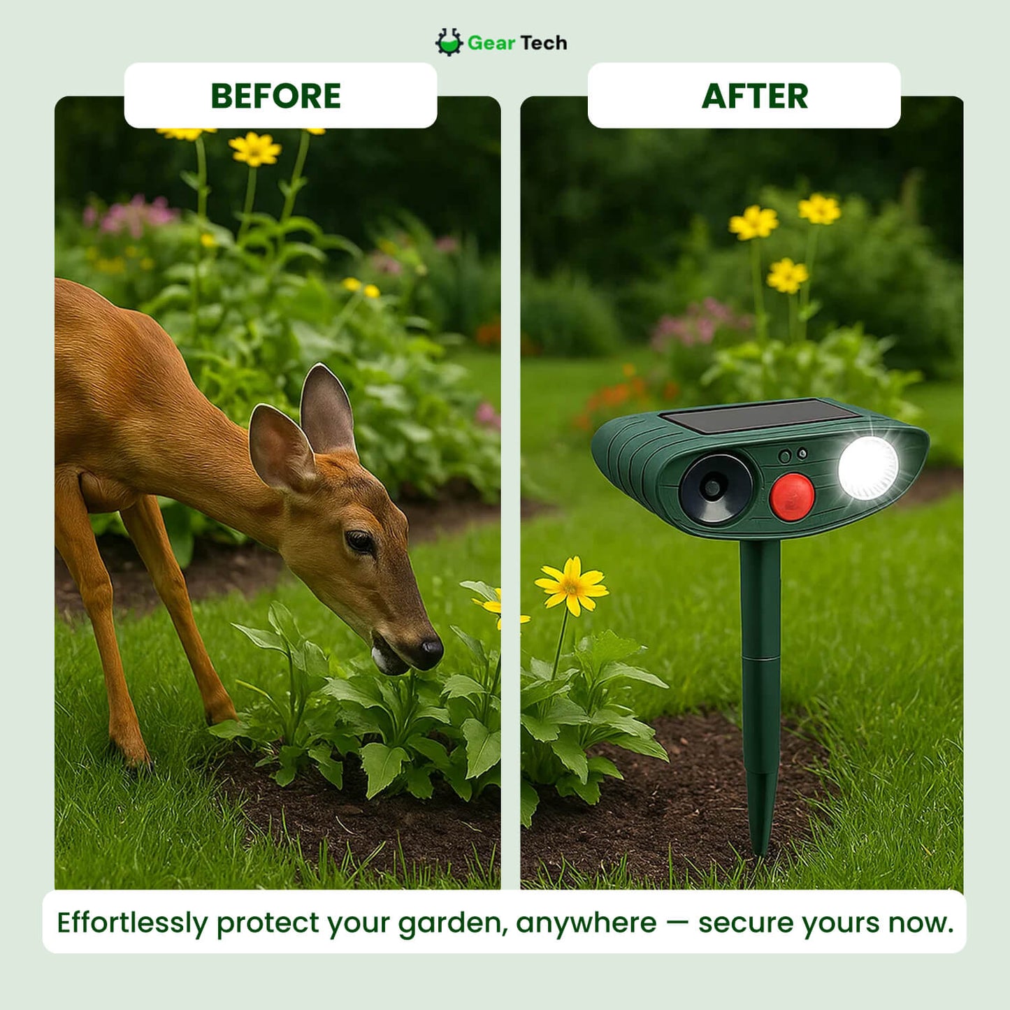 Solar-Powered Ultrasonic Animal Repeller for Deer and Wildlife