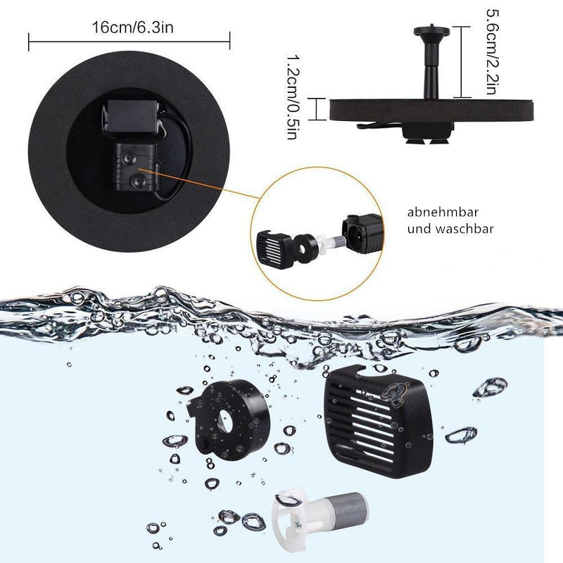 Solar-Powered Fountain Pump with Adjustable Spray Nozzles