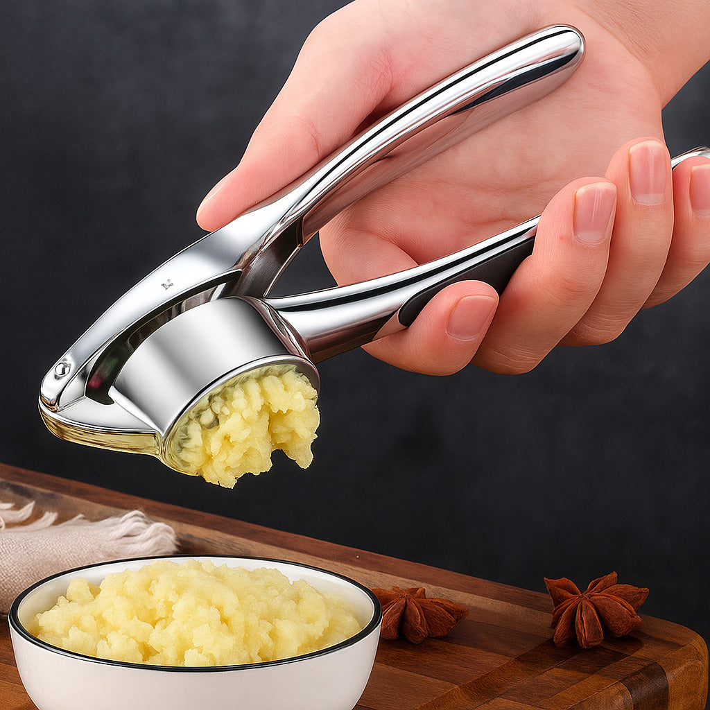 Stainless Steel Garlic Squeezer with Ergonomic Non-Slip Handle