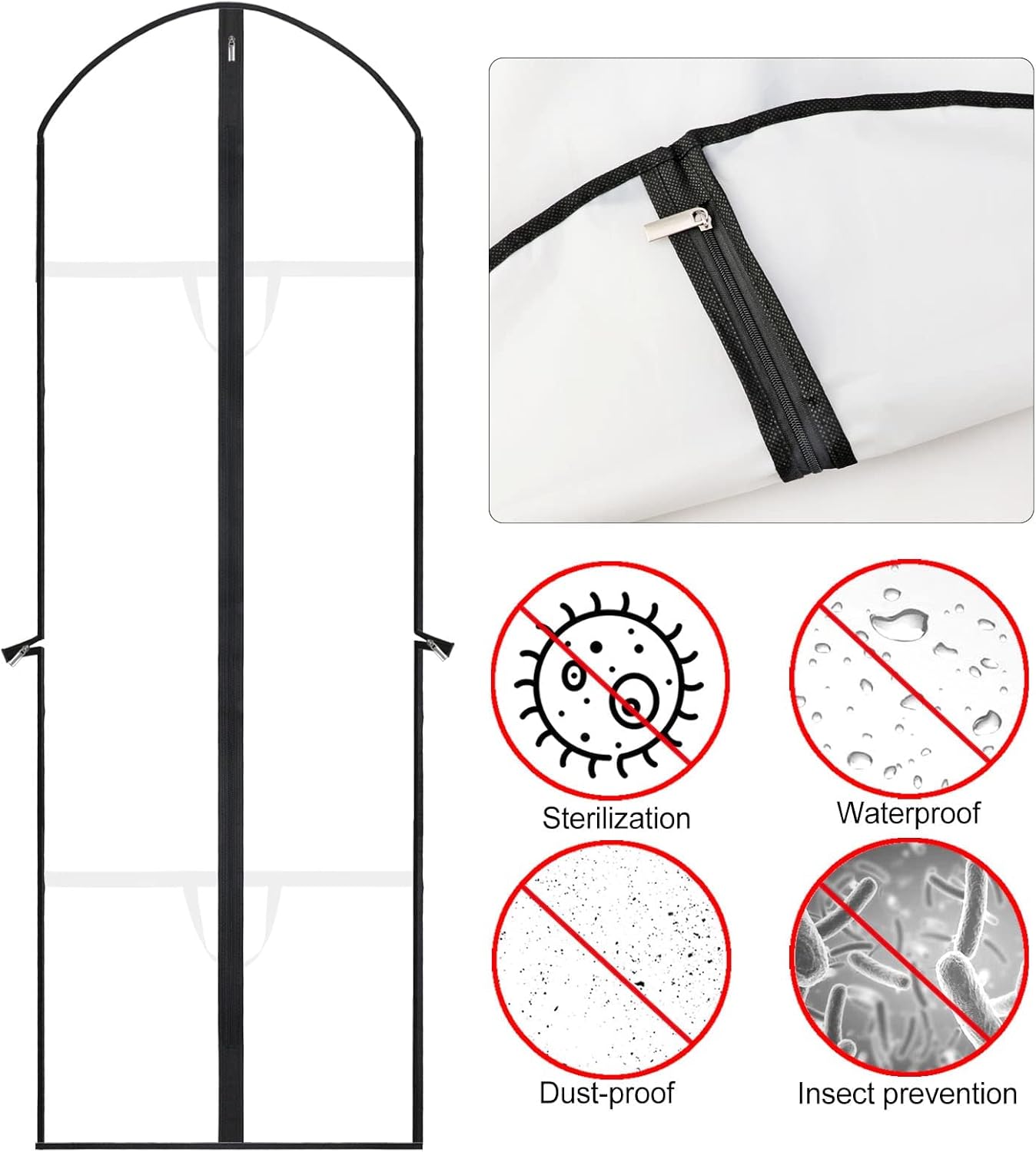 Extra-Long 71-Inch Garment Bag for Wedding Gowns and Formalwear