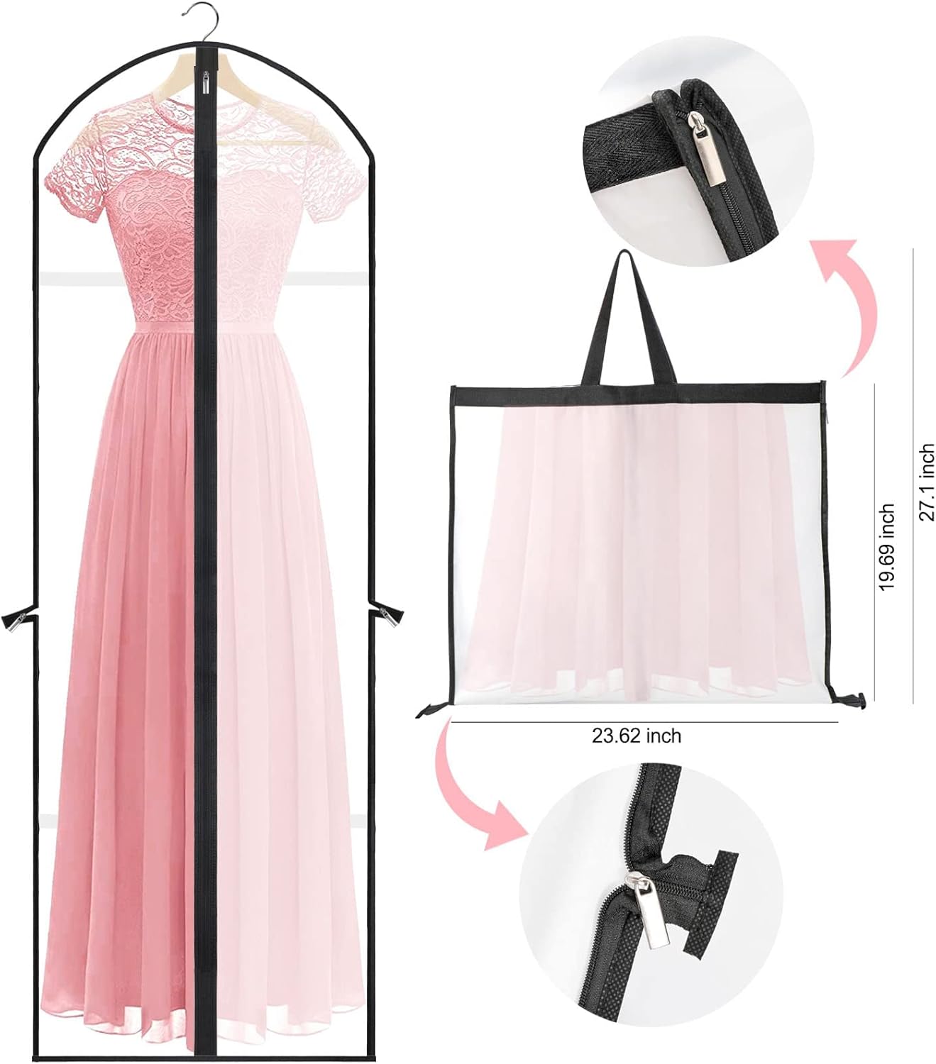 Extra-Long 71-Inch Garment Bag for Wedding Gowns and Formalwear
