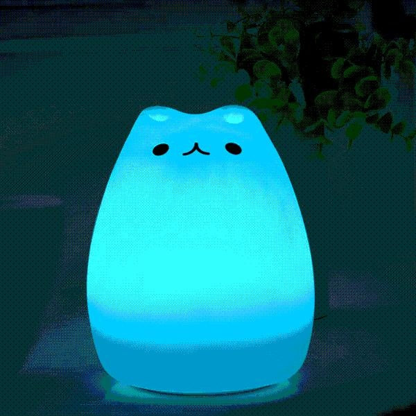Color Changing Cat Night Light - Soft Silicone Mood Lamp
