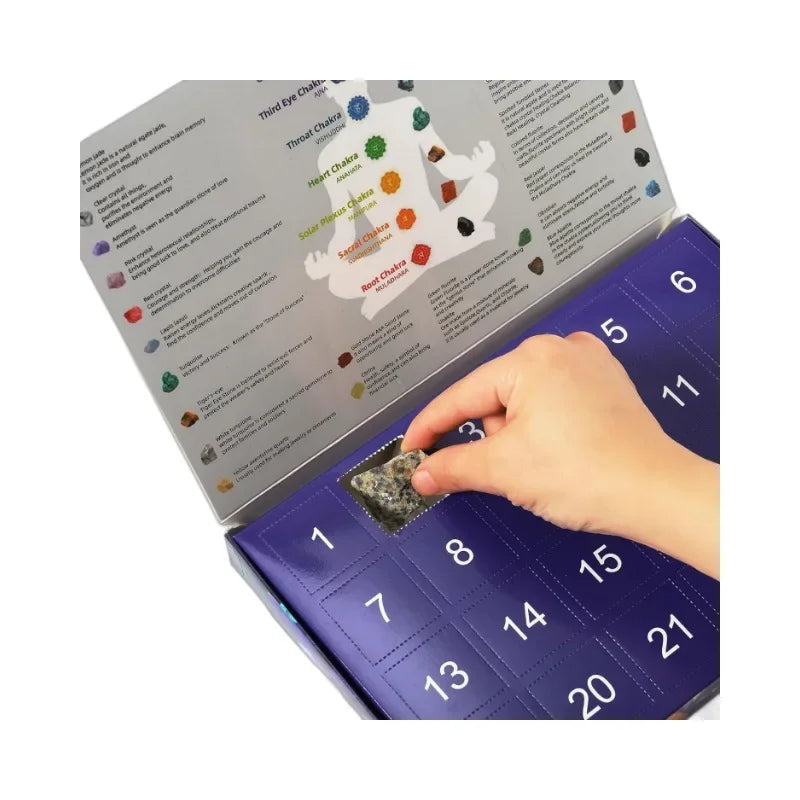 Advent Calendar with 24 Natural Crystals for Unique Christmas Experience