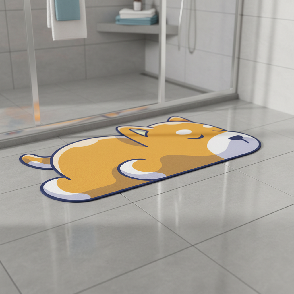 Woven Nylon Bath Mat with Animal Motifs - Quick Dry & Slip-Resistant