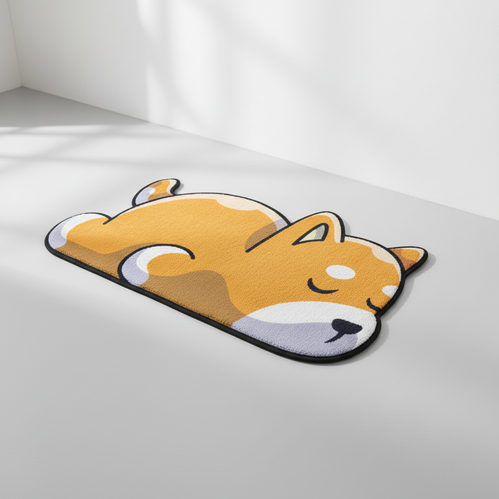 Woven Nylon Bath Mat with Animal Motifs - Quick Dry & Slip-Resistant