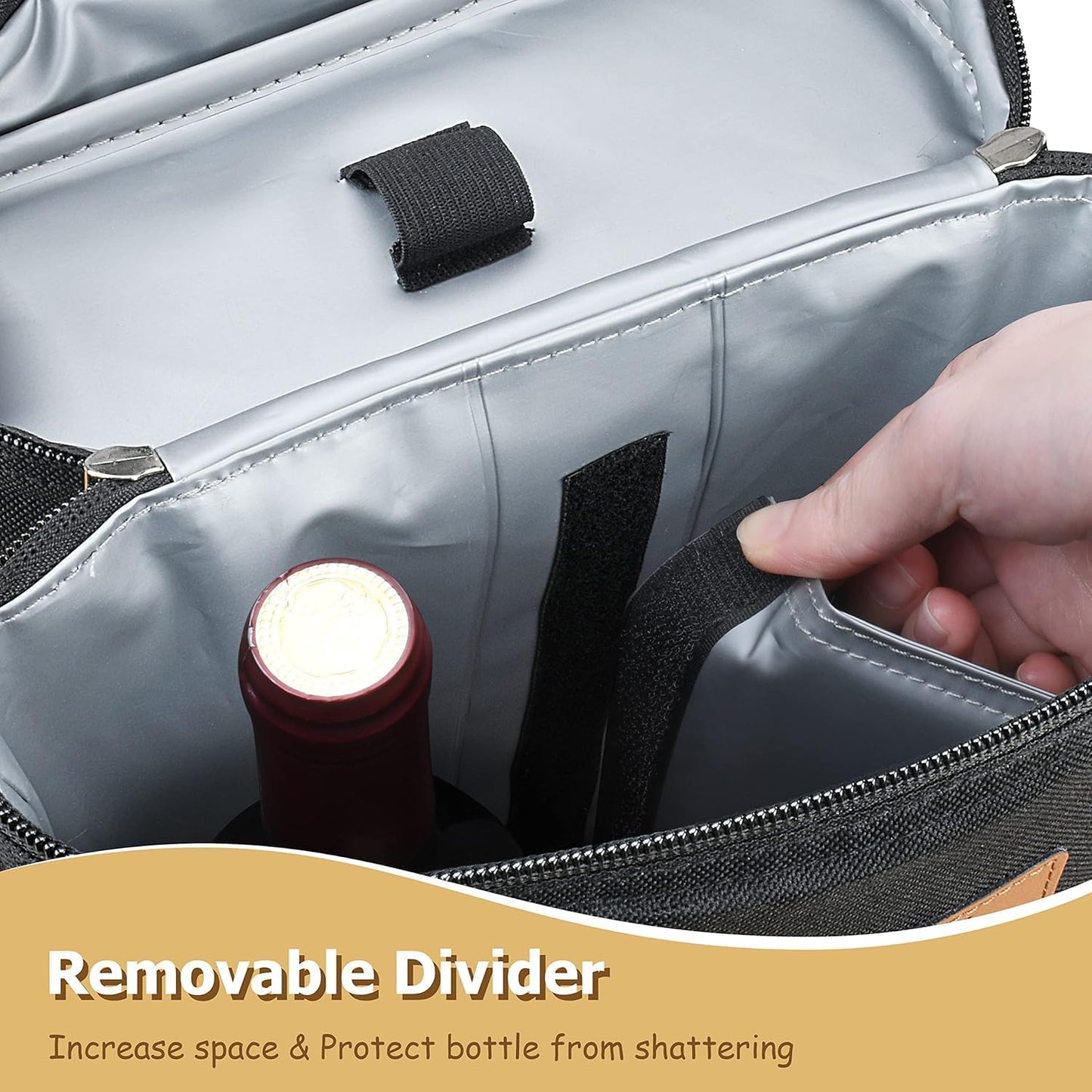 Insulated Dual Wine Bottle Carrier with Padded Divider - Buy 1 Get 1 Free