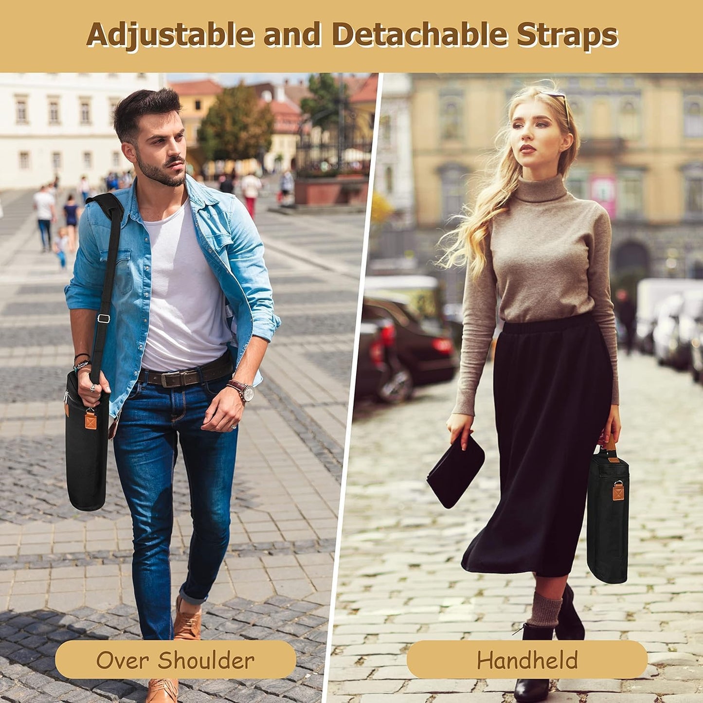 Insulated Dual Wine Bottle Carrier with Padded Divider - Buy 1 Get 1 Free