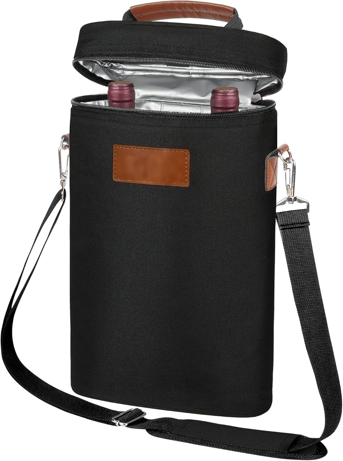 Insulated Dual Wine Bottle Carrier with Padded Divider - Buy 1 Get 1 Free