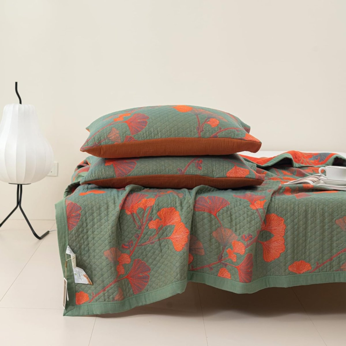 Cotton Reversible Ginkgo Botanical Bedding Set