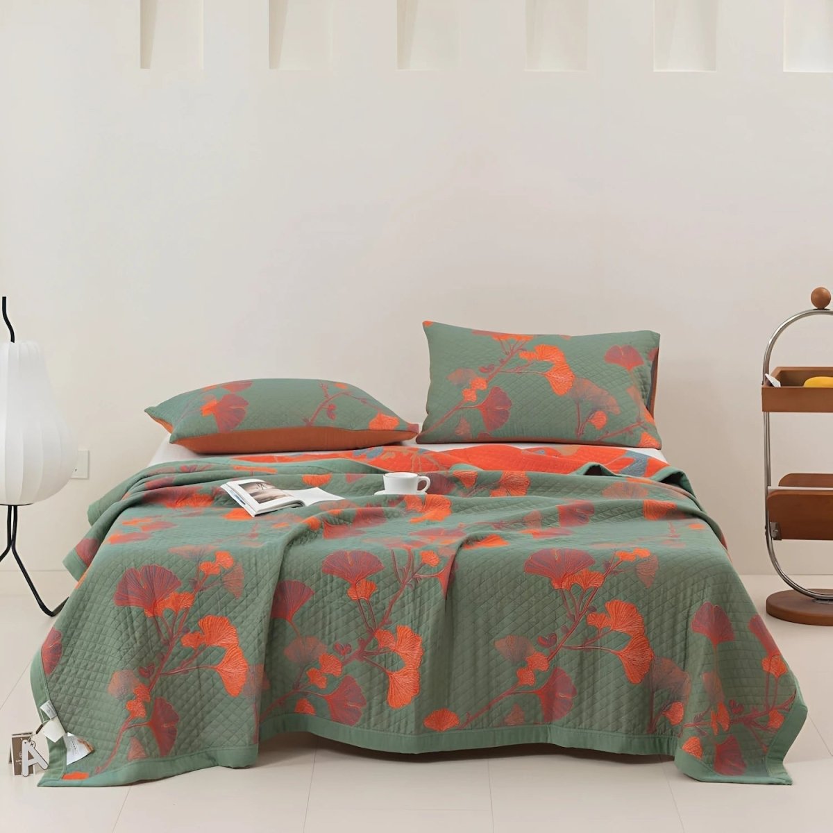 Cotton Reversible Ginkgo Botanical Bedding Set