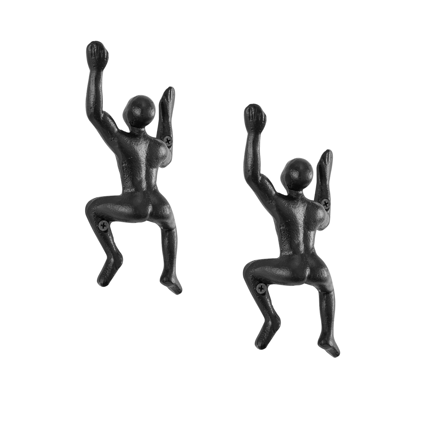 Cast Iron Black Wall Climber Hooks Set of 2