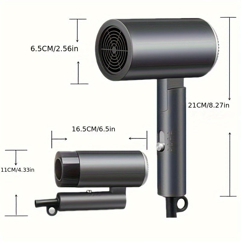 Compact 1400W Foldable Travel Hair Dryer with Concentrator Nozzle