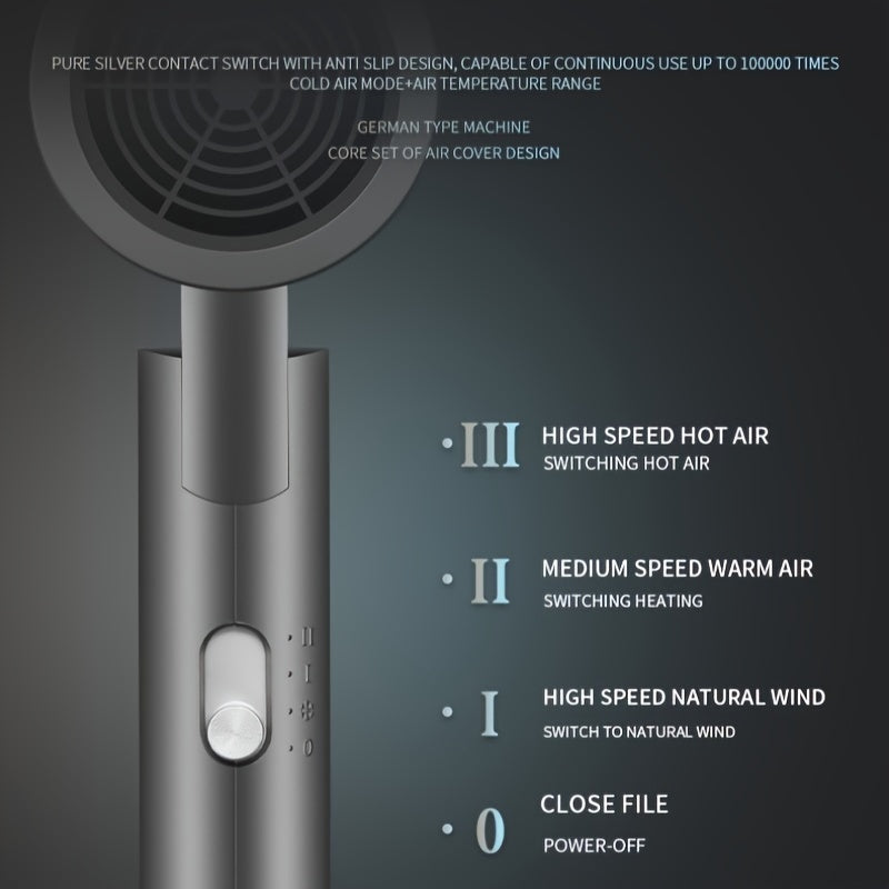 Compact 1400W Foldable Travel Hair Dryer with Concentrator Nozzle