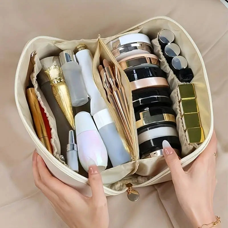 Elegant Waterproof PU Leather Cosmetic Bag with Large Capacity