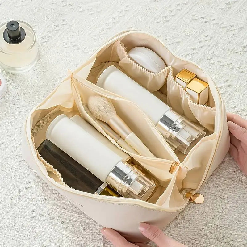 Elegant Waterproof PU Leather Cosmetic Bag with Large Capacity