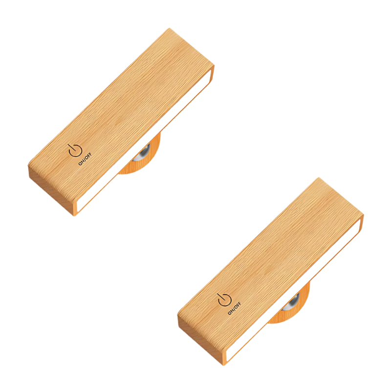 Wireless Touch-Control Wall Lamp with Timer - Wood Design
