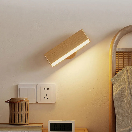 Wireless Touch-Control Wall Lamp with Timer - Wood Design