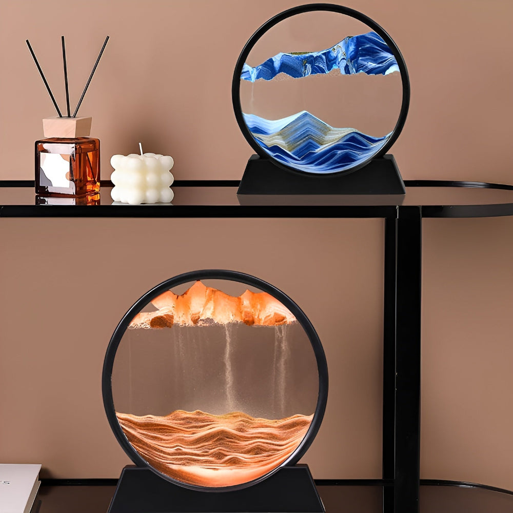 3D Moving Sand Art Glass Sculpture for Calming Home Decor
