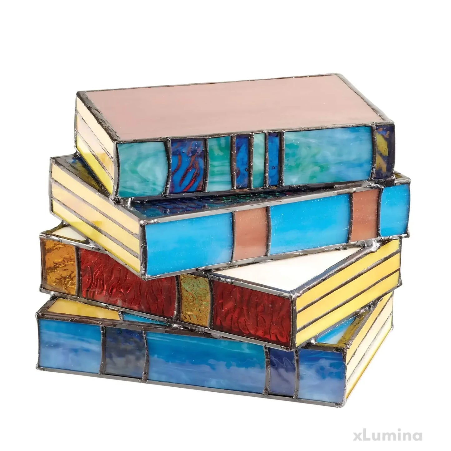 Multicolored Stained Glass Book Lamp