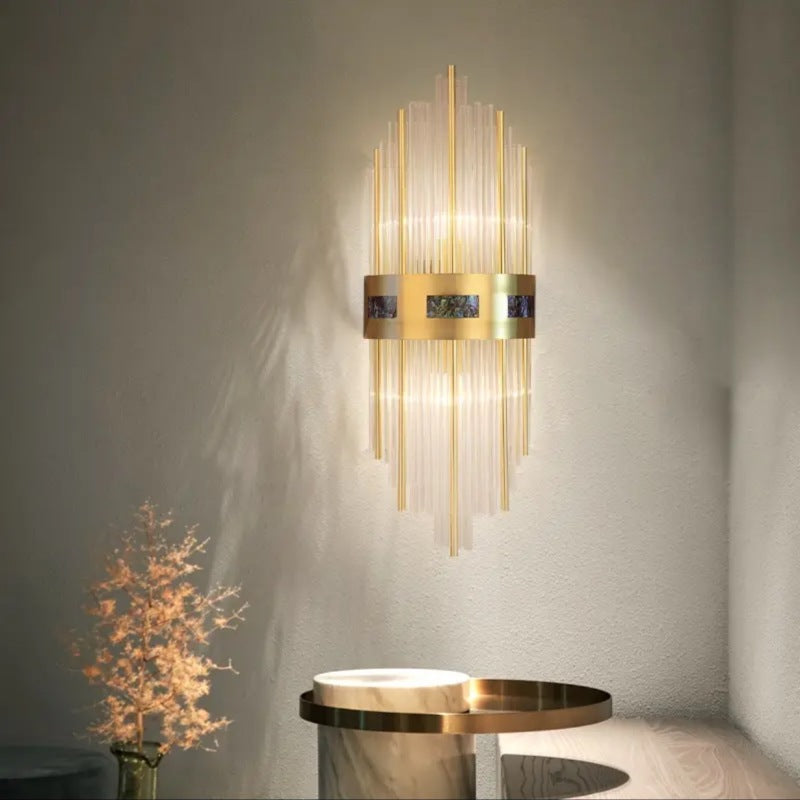 Gold Crystal Wall Lamp with Adjustable Brightness
