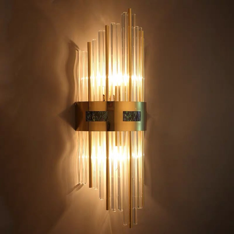 Gold Crystal Wall Lamp with Adjustable Brightness