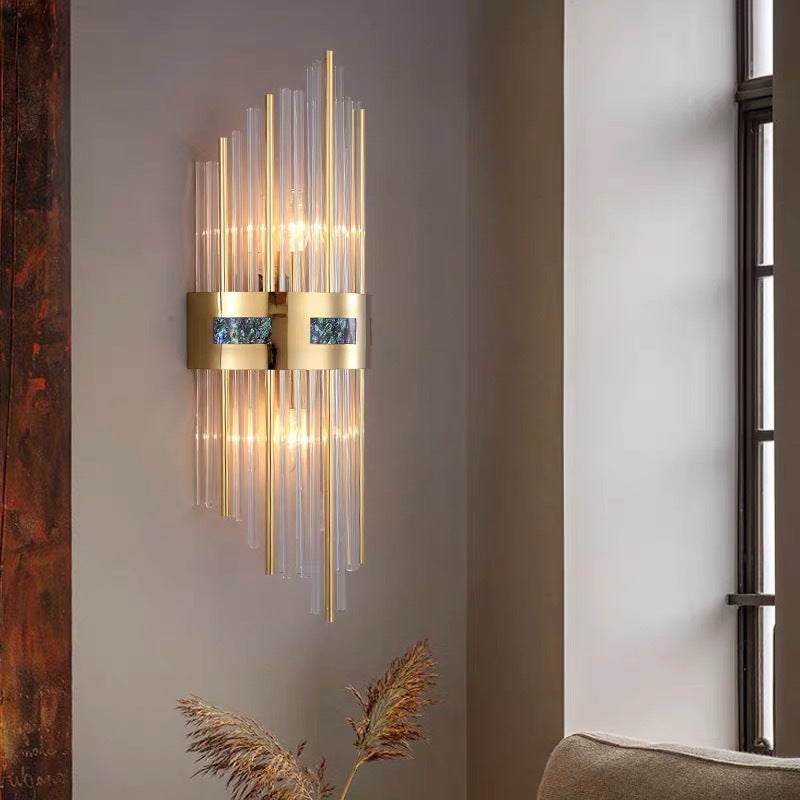 Gold Crystal Wall Lamp with Adjustable Brightness