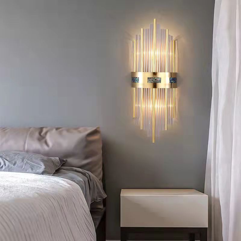 Gold Crystal Wall Lamp with Adjustable Brightness