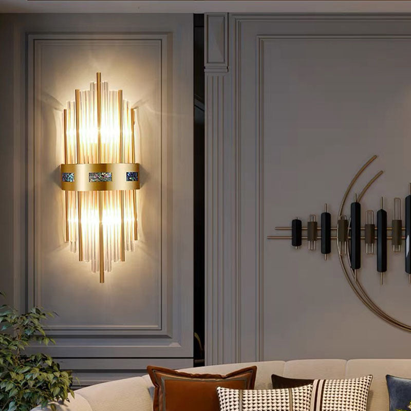 Gold Crystal Wall Lamp with Adjustable Brightness
