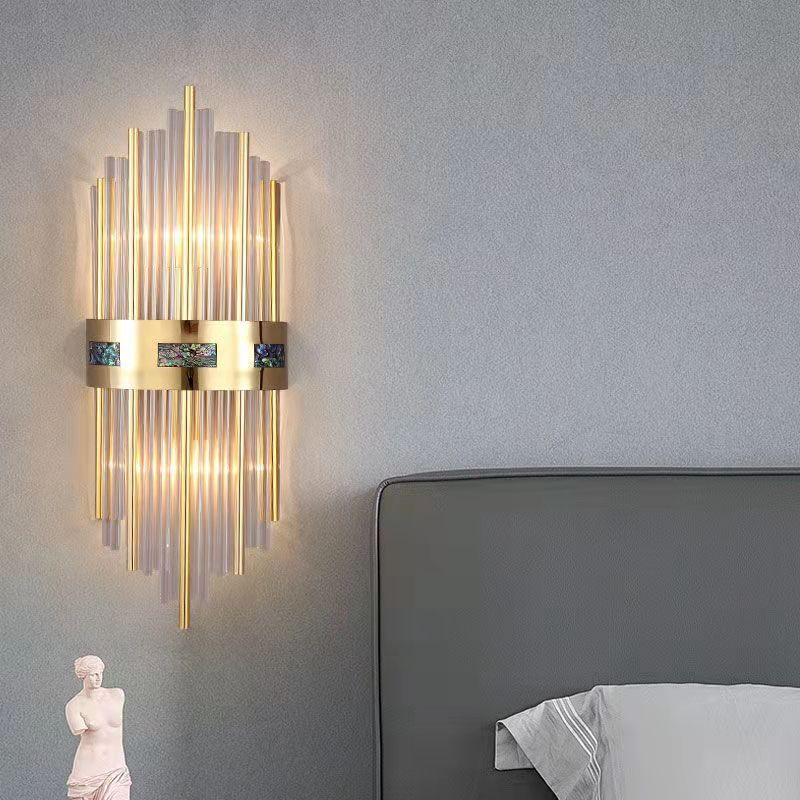 Gold Crystal Wall Lamp with Adjustable Brightness