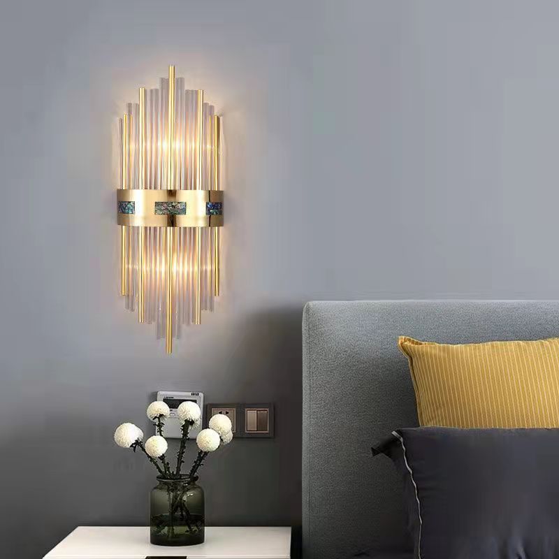 Gold Crystal Wall Lamp with Adjustable Brightness