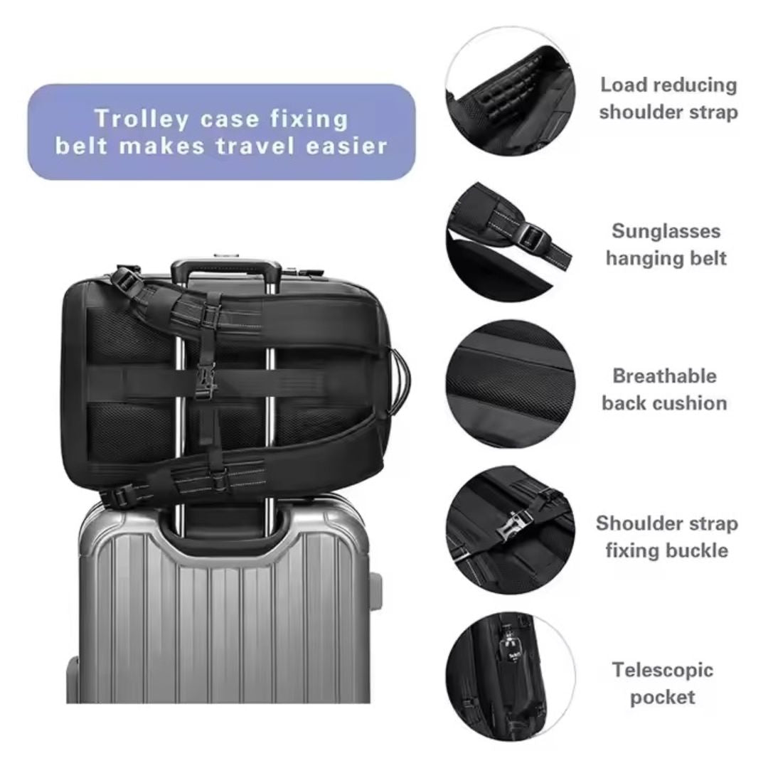Travel Backpack with Theft Protection and Compression System