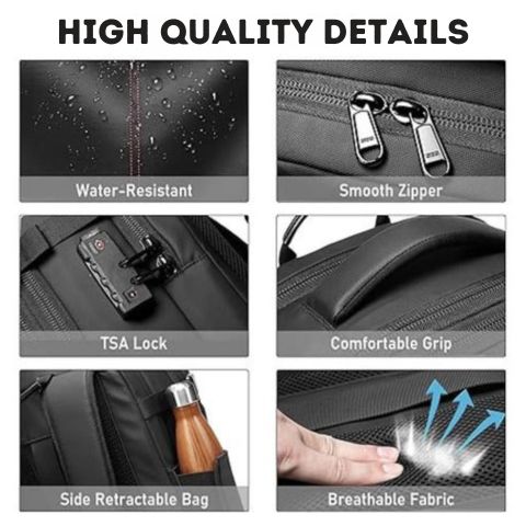 Travel Backpack with Theft Protection and Compression System