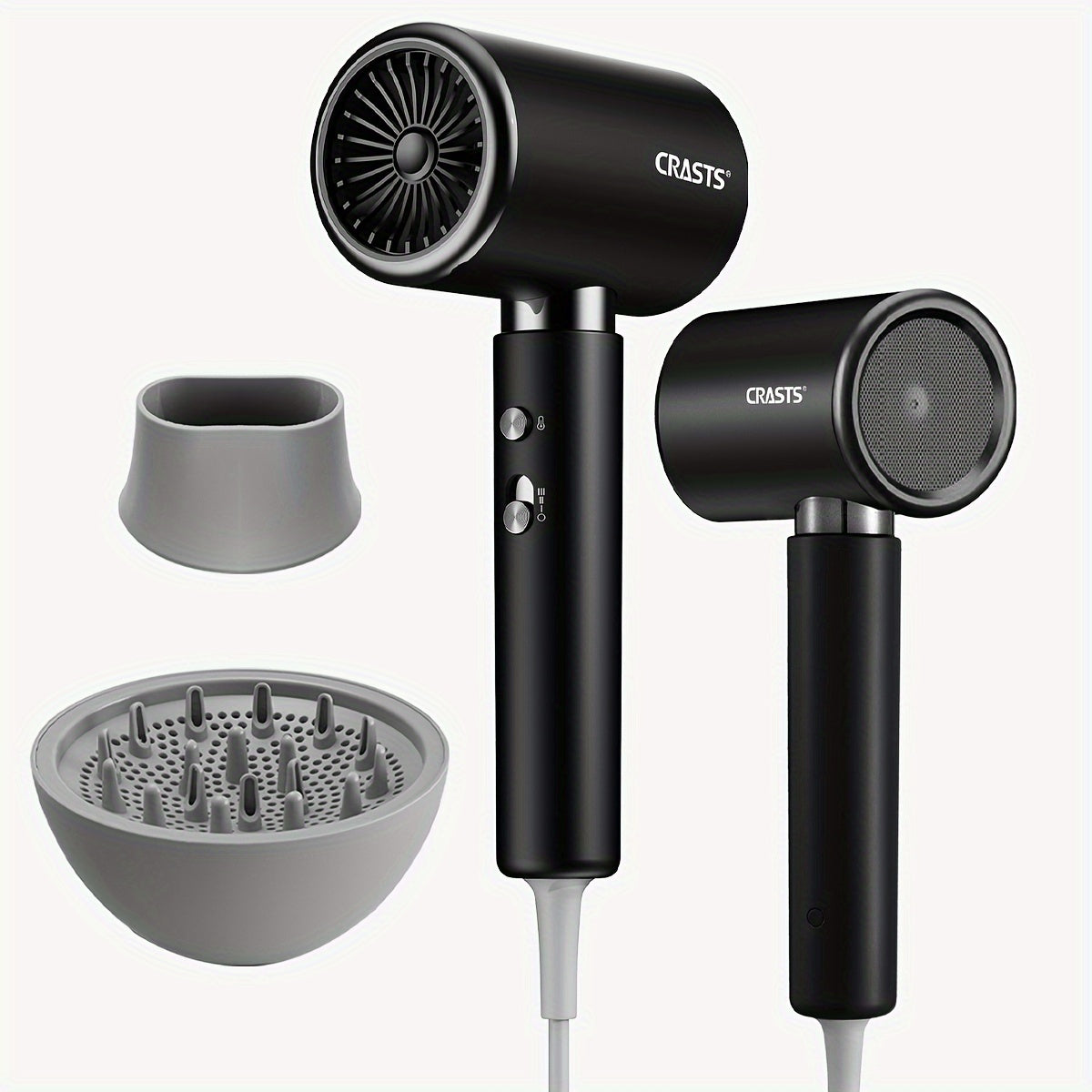 Corded 2000W Hair Dryer with Concentrator Nozzle for Fast Drying and Gentle Styling