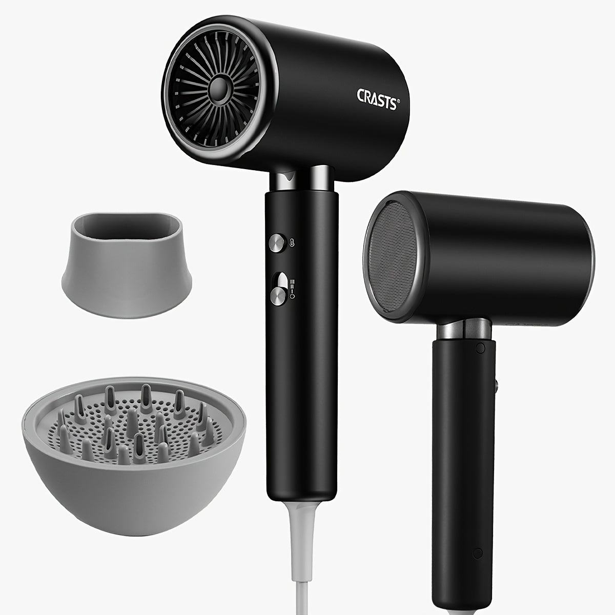 Corded 2000W Hair Dryer with Concentrator Nozzle for Fast Drying and Gentle Styling