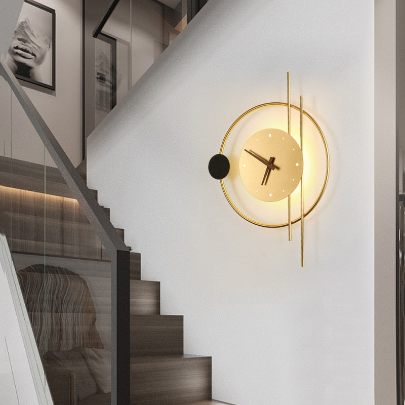 Modern Wall Lamp with Clock and LED Light