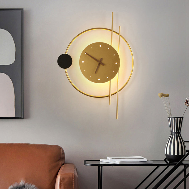 Modern Wall Lamp with Clock and LED Light