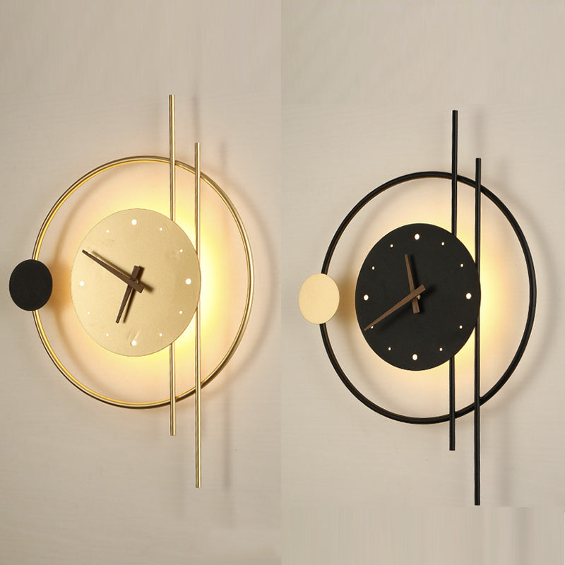 Modern Wall Lamp with Clock and LED Light