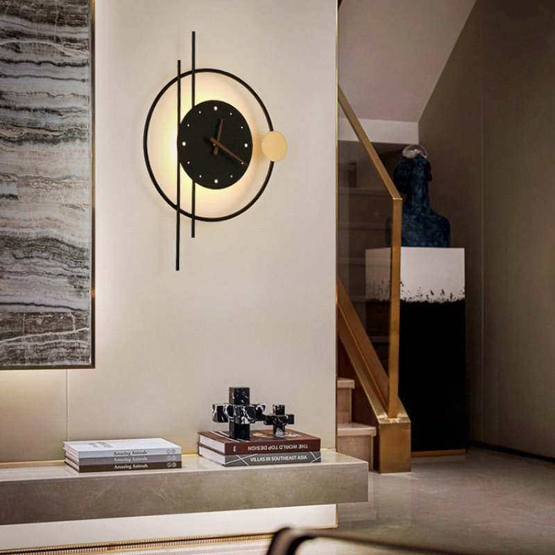 Modern Wall Lamp with Clock and LED Light