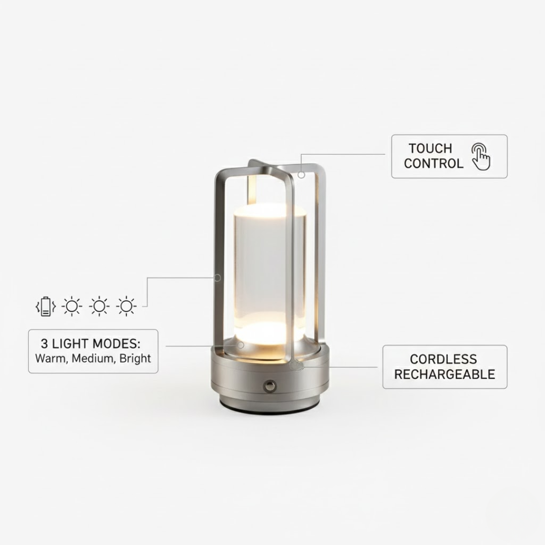 Adjustable LED Table Lamp with Touch Control and Rechargeable Battery