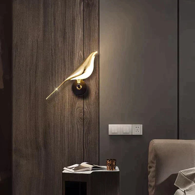 Modern LED Bird Wall Lamp in Gold
