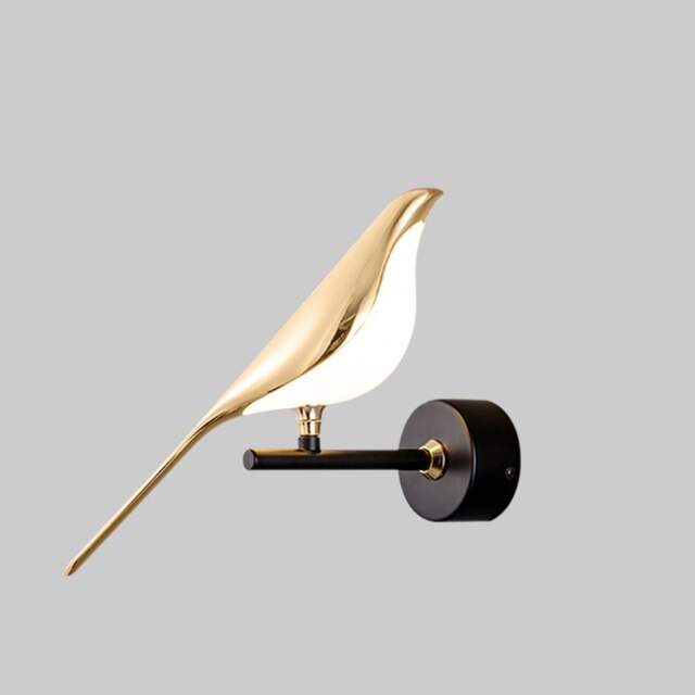 Modern LED Bird Wall Lamp in Gold