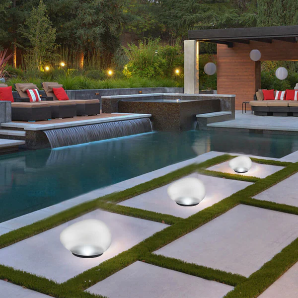 Solar-Powered LED Garden Lamp with Glass Design