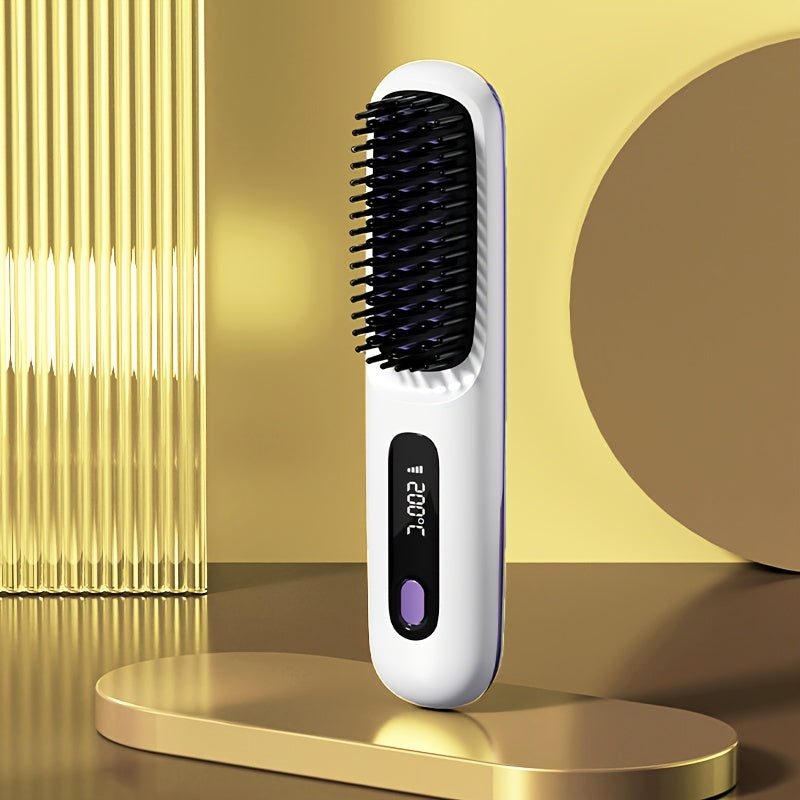 USB Rechargeable Anti-Scald Hair Comb for Smooth Styling